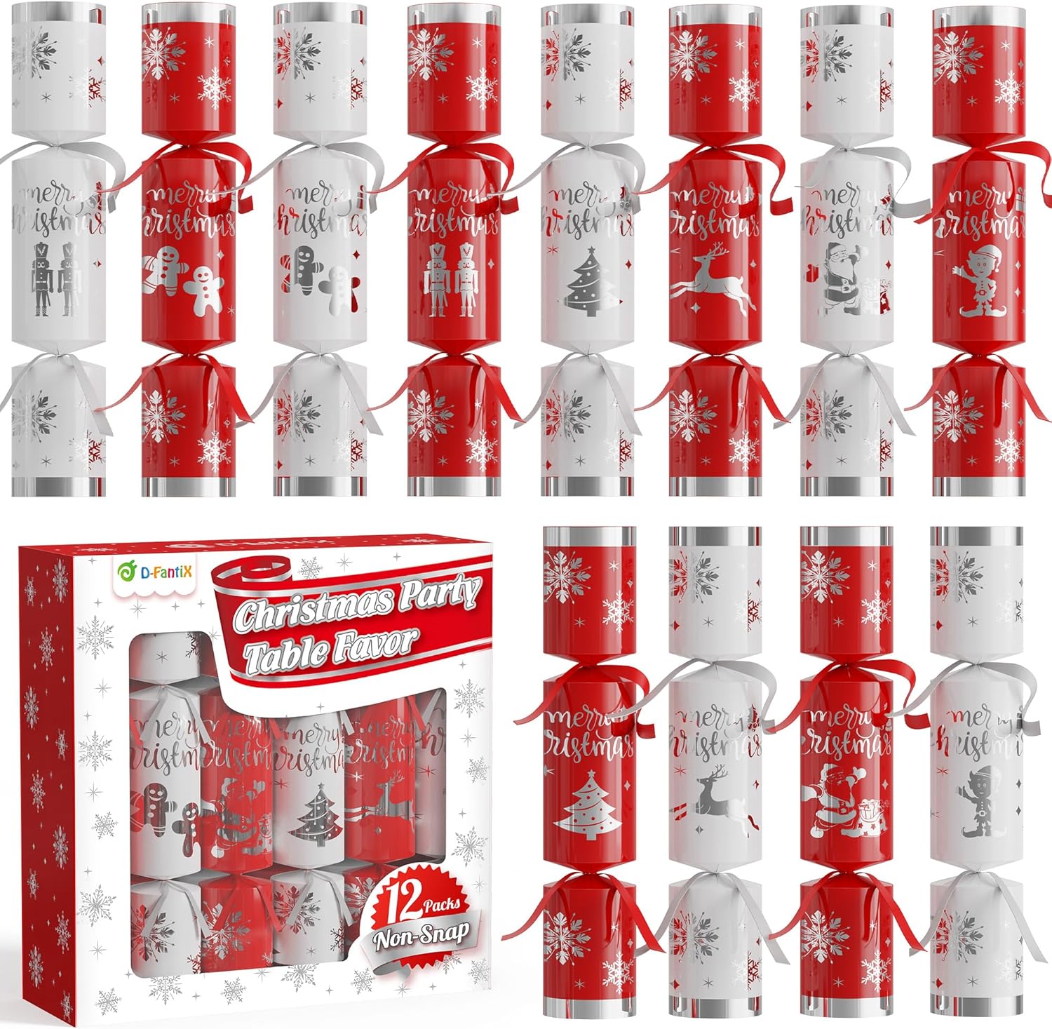 2 Pack Christmas Party Favors with Red & White Snowflake Design