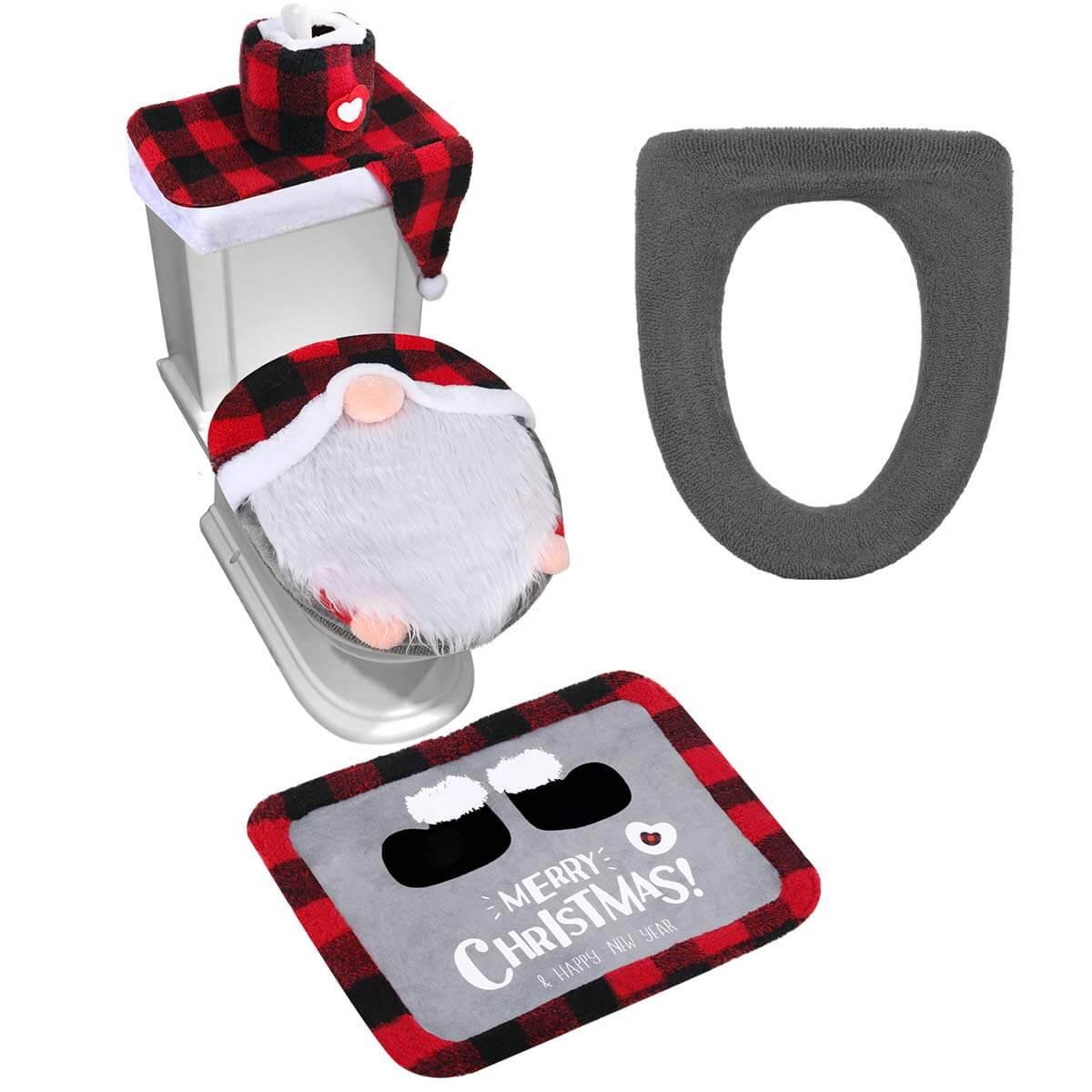 5-Piece Gnome Toilet Seat Cover and Rug Set