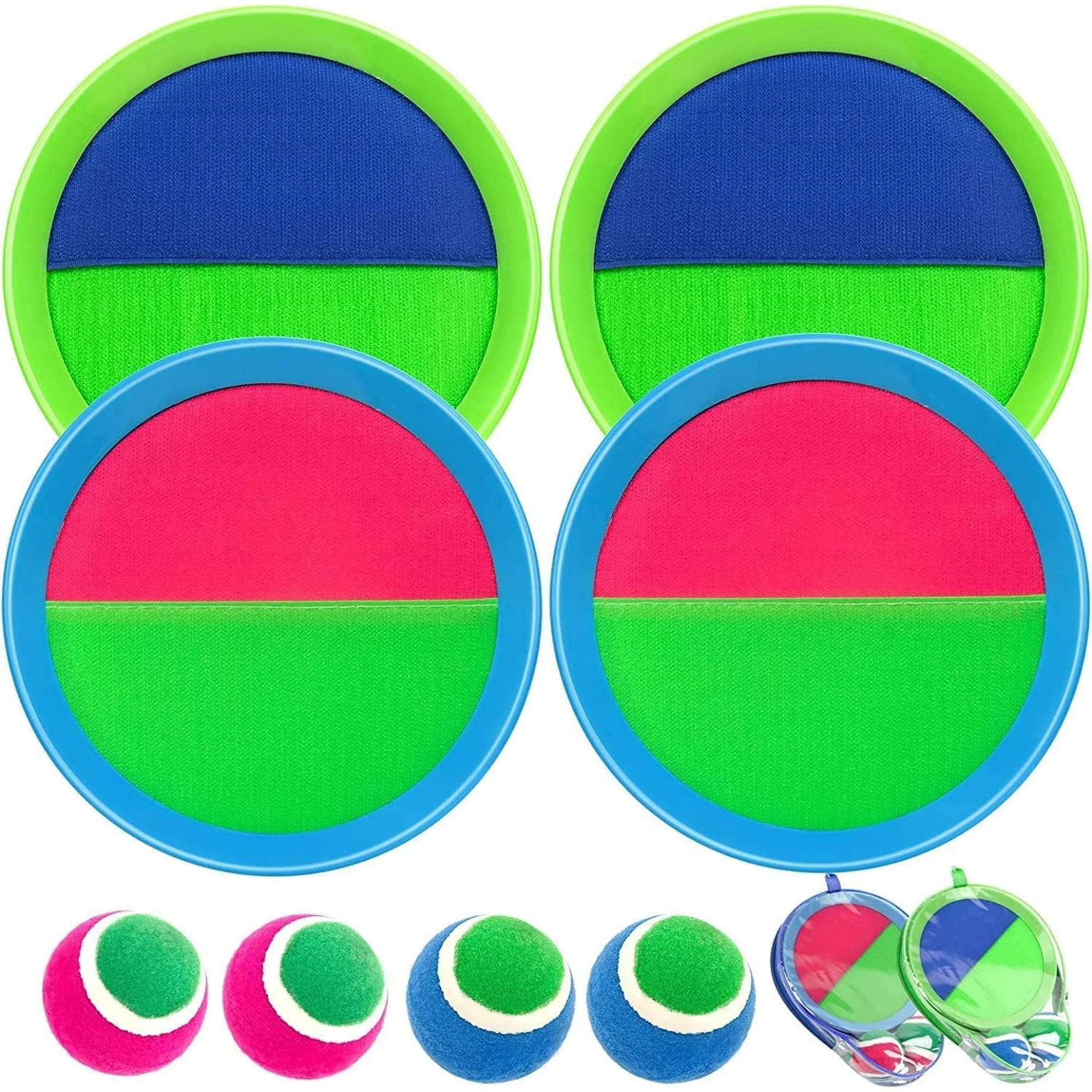 Homotte Toss Game Set for Kids Age 3 4 5 6 7 8+, Toss and Catch Game Toys, Outdoor Playground Ball Game Set, Velcro Ball and Catch Game with 4 Rackets, 4 Balls and 2 Bags