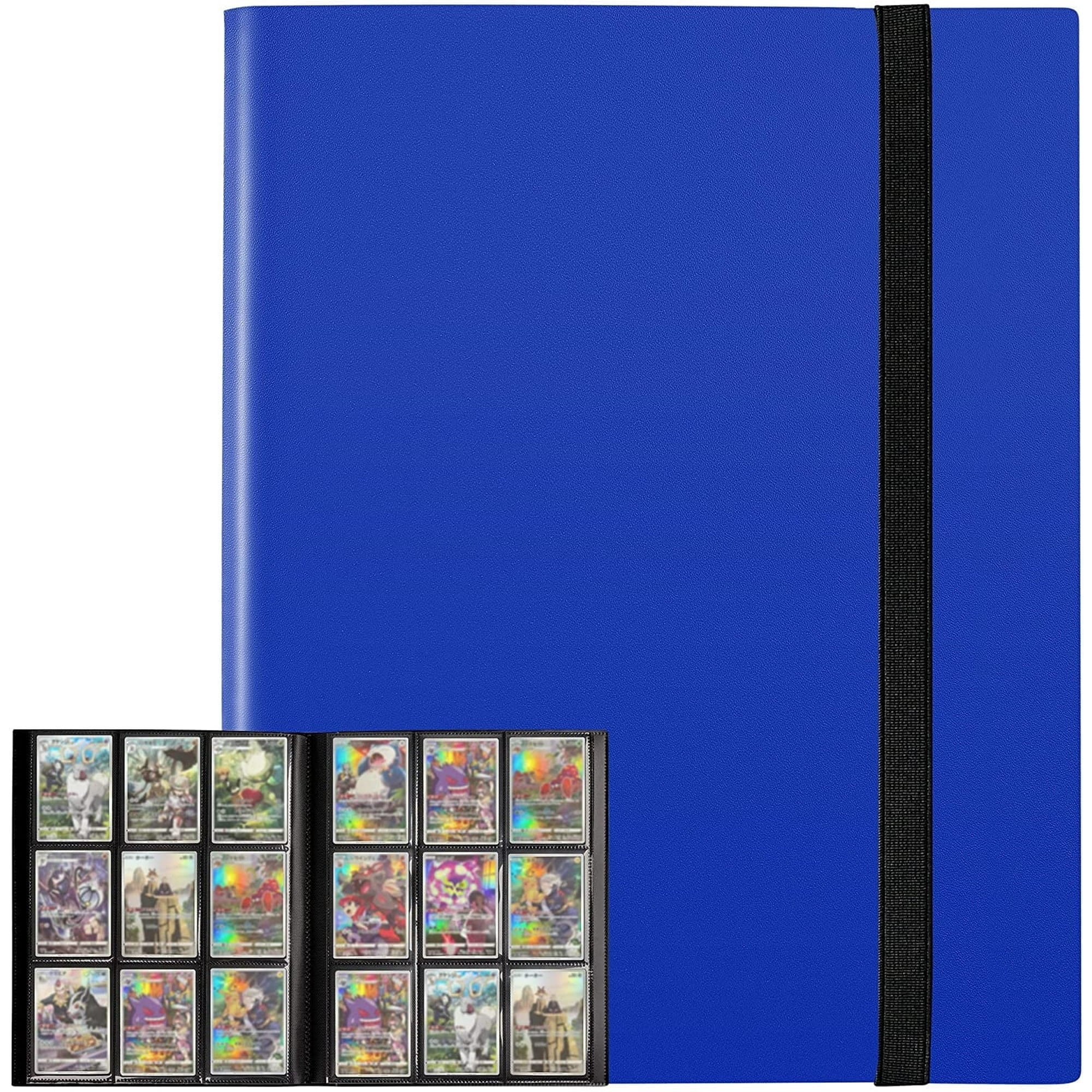 Homotte Trading Cards Binder,9 Pockets Trading Card Binder Sleeves , 360 Side Trading Card Holder Carrying Card Case Fit for Baseball Cards, Trading Cards, Football Cards(Blue)