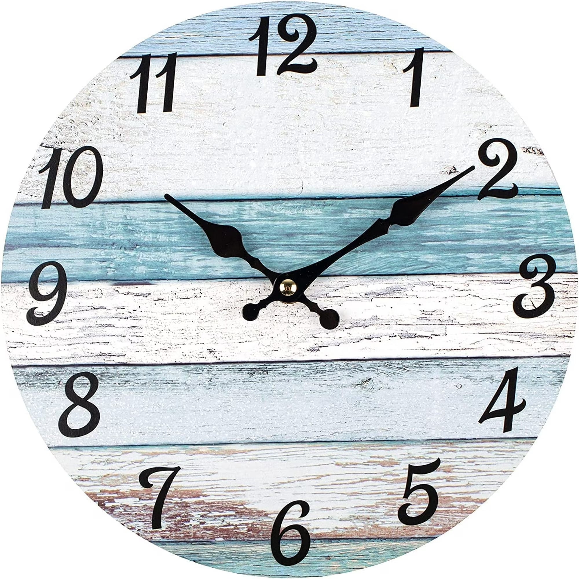 Homotte Wall Clock, 10 Inch Battery Operated Clocks Living Room Decor, Silent Non-Ticking Bathroom Wall Clock, Round Country Retro Rustic Style Wall Clock for Home Bedroom Office