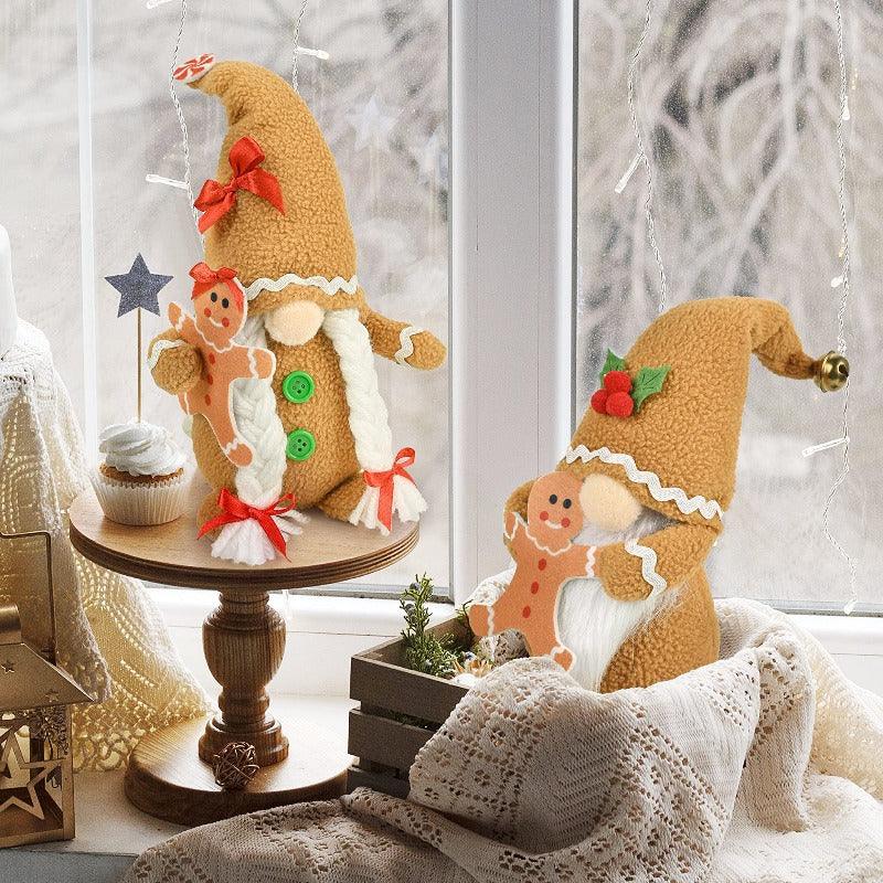 Christmas Gingerbread Man Gnomes Plush Doll Sets