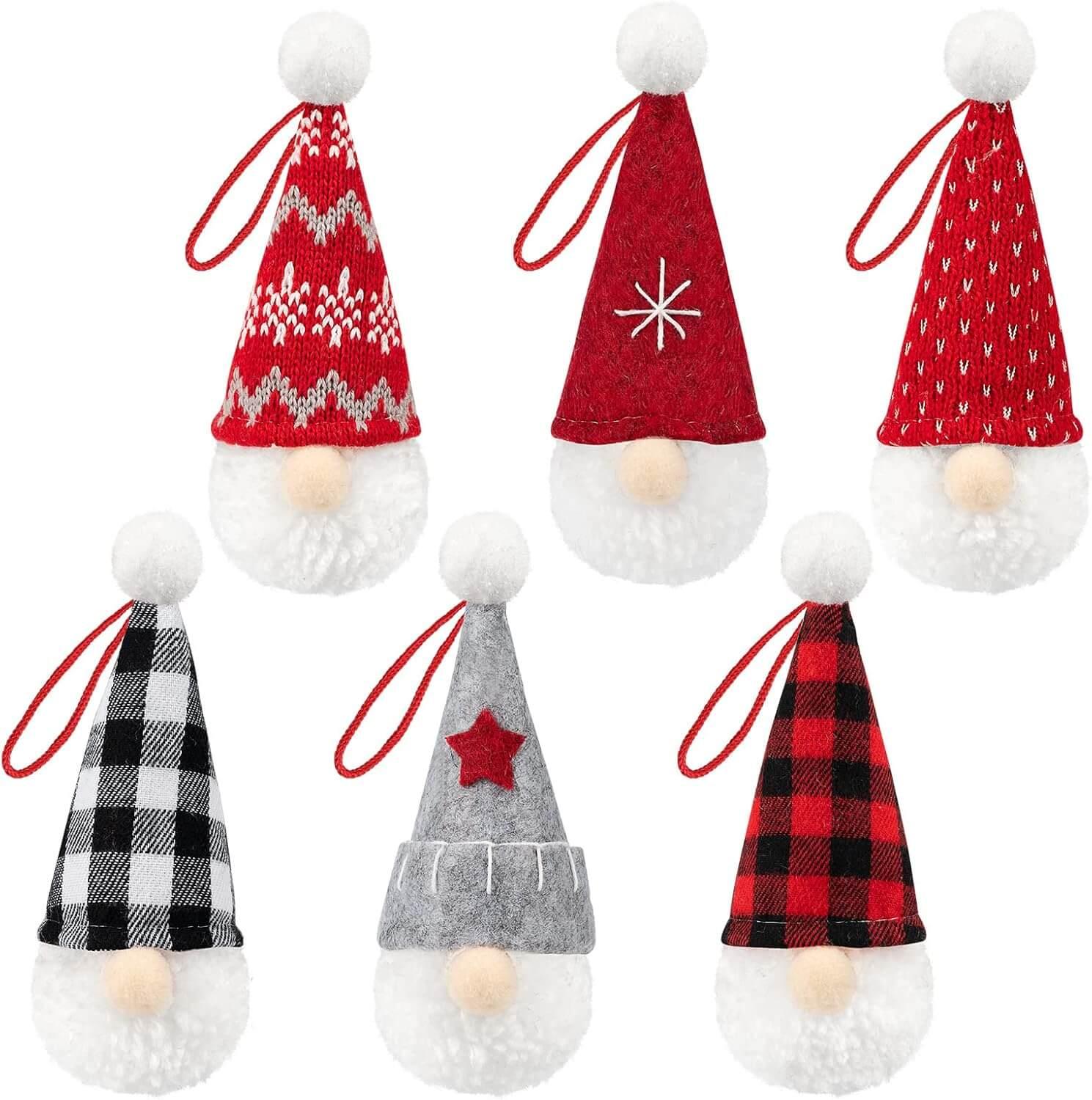 Gnome Christmas Ornaments Set of 6