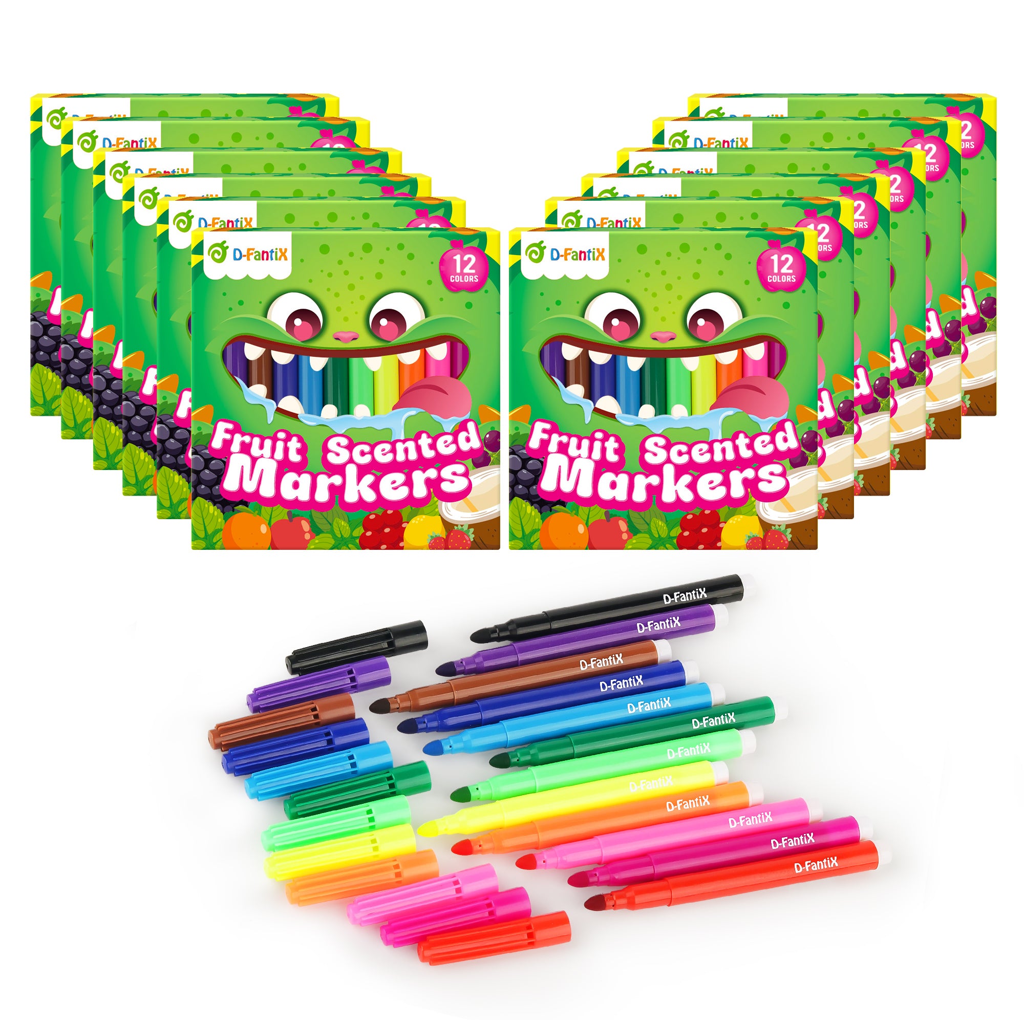 12 Packs Fruit Scented Washable Markers for Kids Toddlers