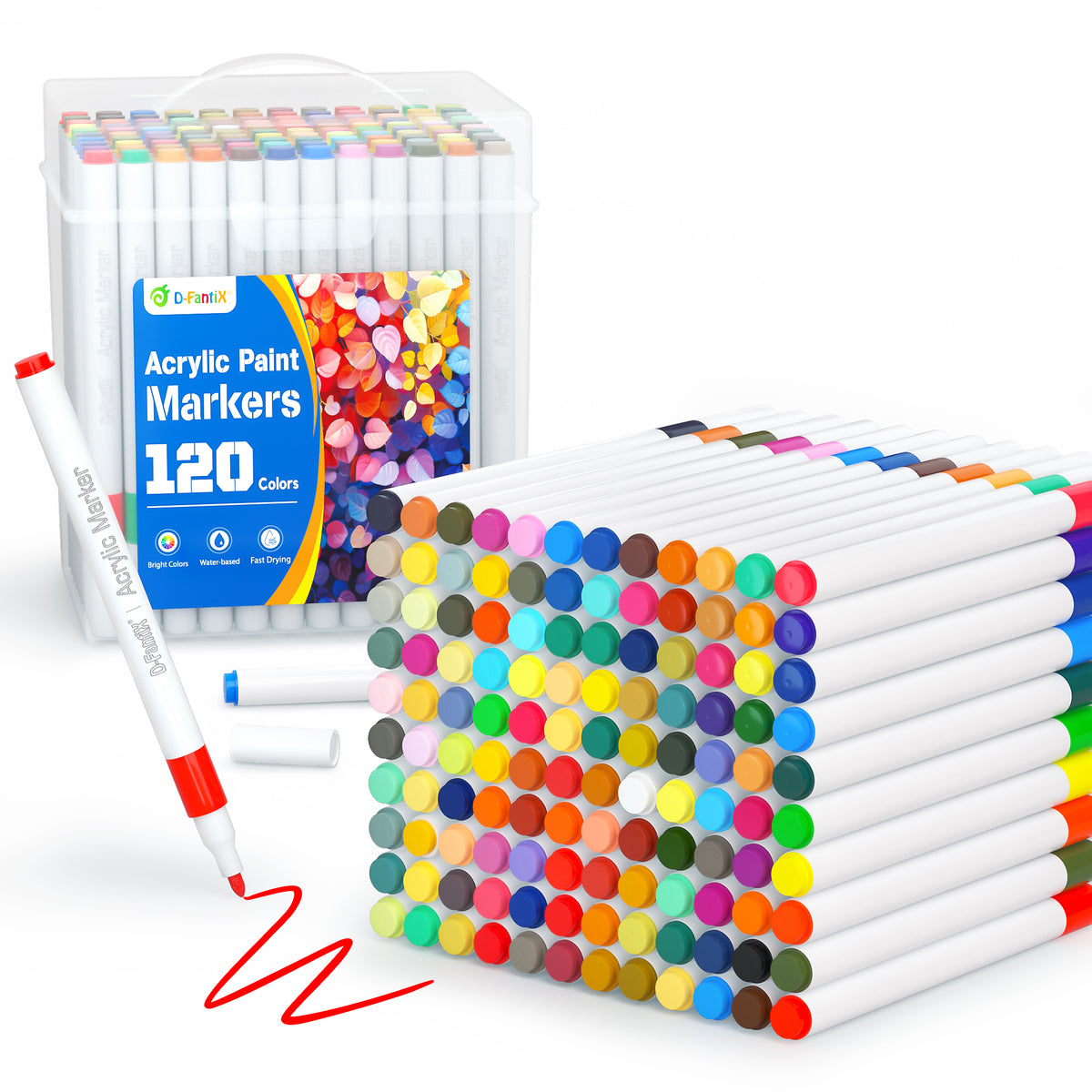 D-FantiX 120 Colors Acrylic Paint Markers for Kids Adults
