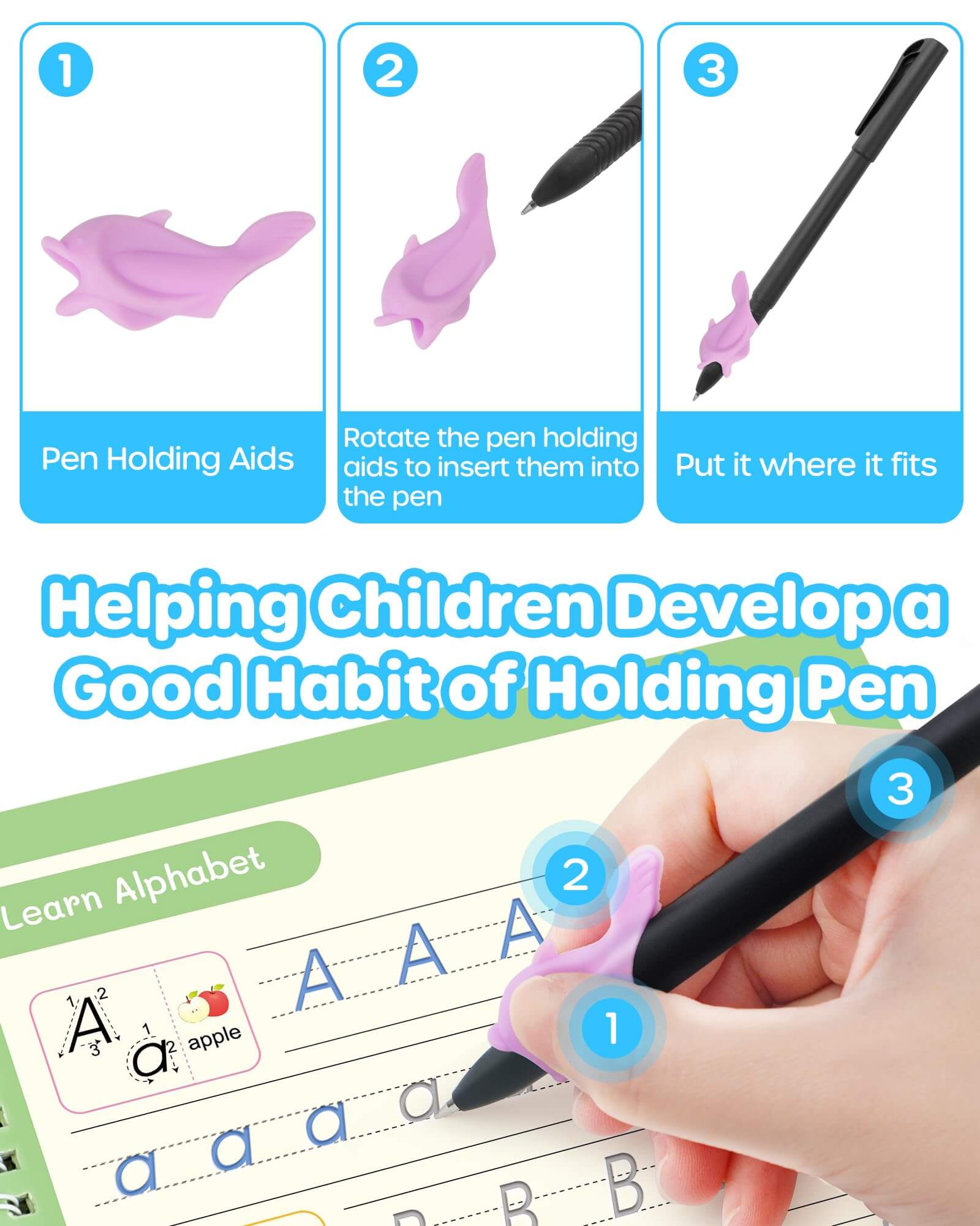 20Pcs Magic Pens & Refills for Magic Grooved Writing Practice Workbooks