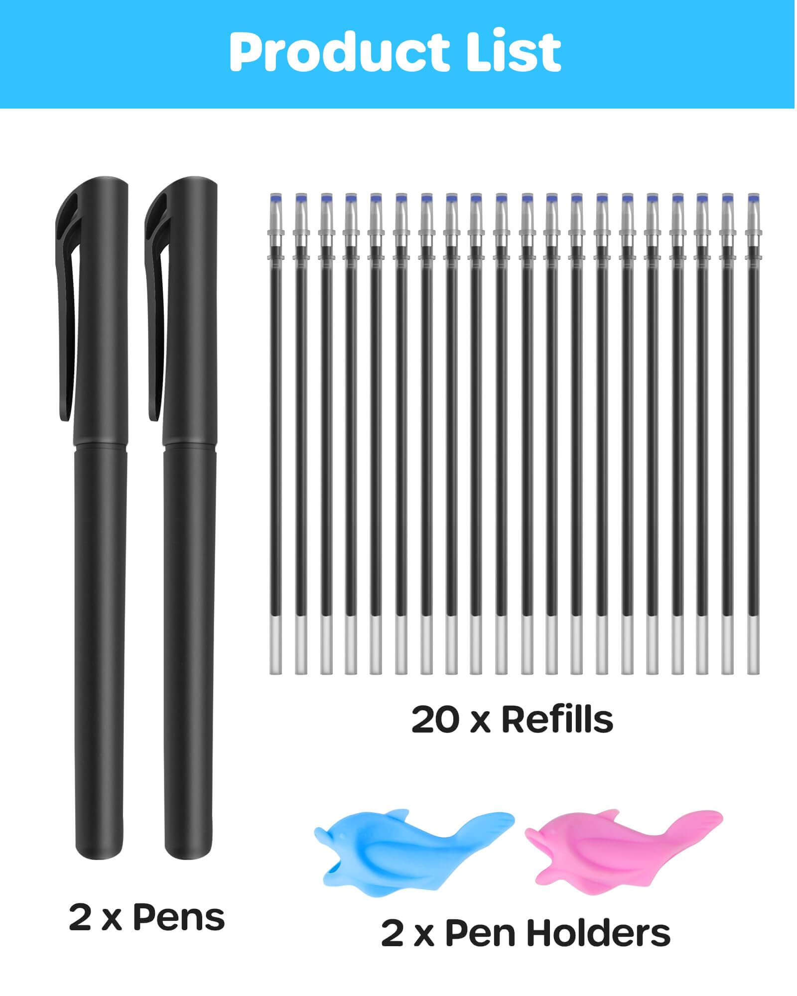 20Pcs Magic Pens & Refills for Magic Grooved Writing Practice Workbooks