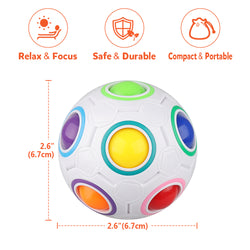 D-FantiX Rainbow Puzzle Ball 4 Pack, Magic Rainbow Ball Puzzle Cube Fidget Ball Toys White