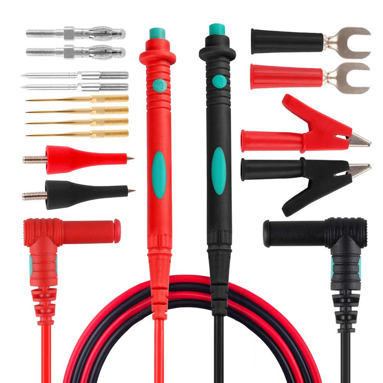 Micsoa Multimeter Test Leads Kit, Digital Multimeter Leads with Alligator Clips Replaceable Multimeter Probes Tips Set of 16