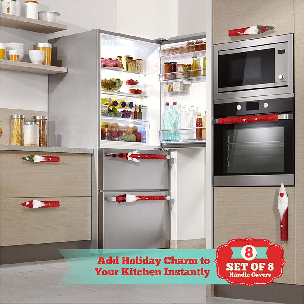 D-FantiX Gnome Christmas Refrigerator Handle Covers Set of 8