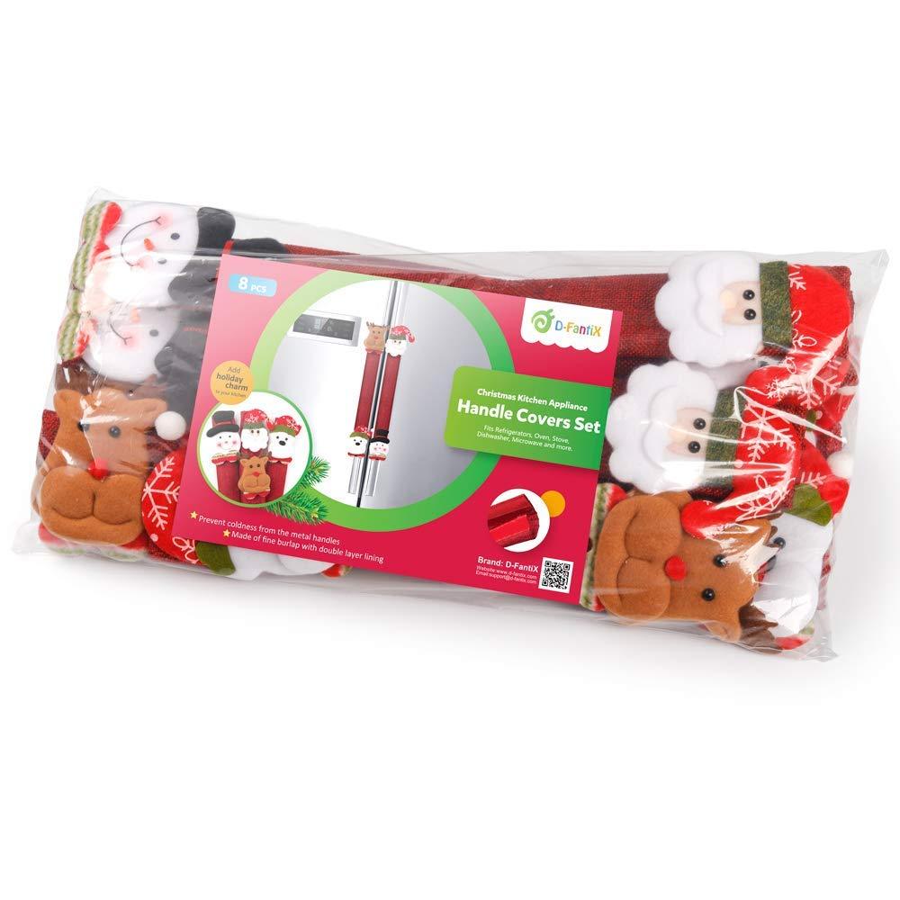 Santa Snowman Refrigerator Door Handle Covers Set of 8