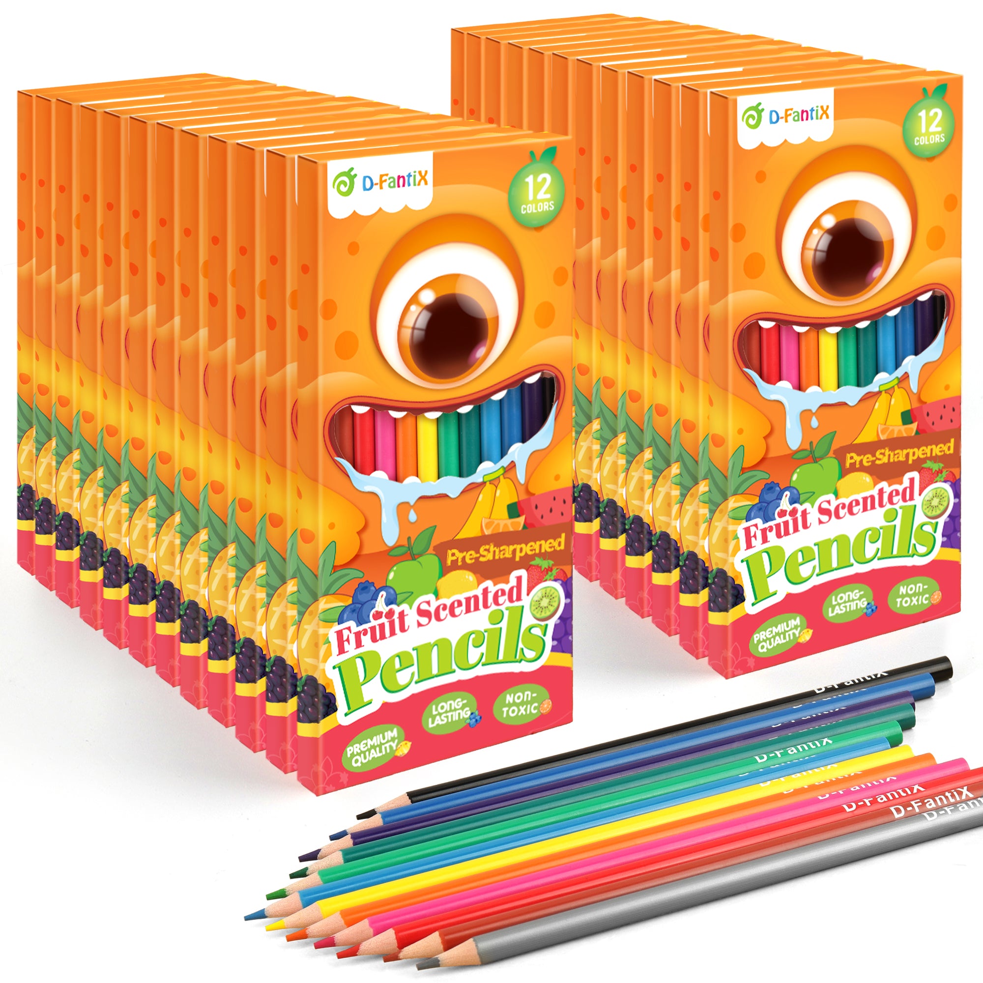 24 Pack Fruit Scented Colored Pencils Bulk
