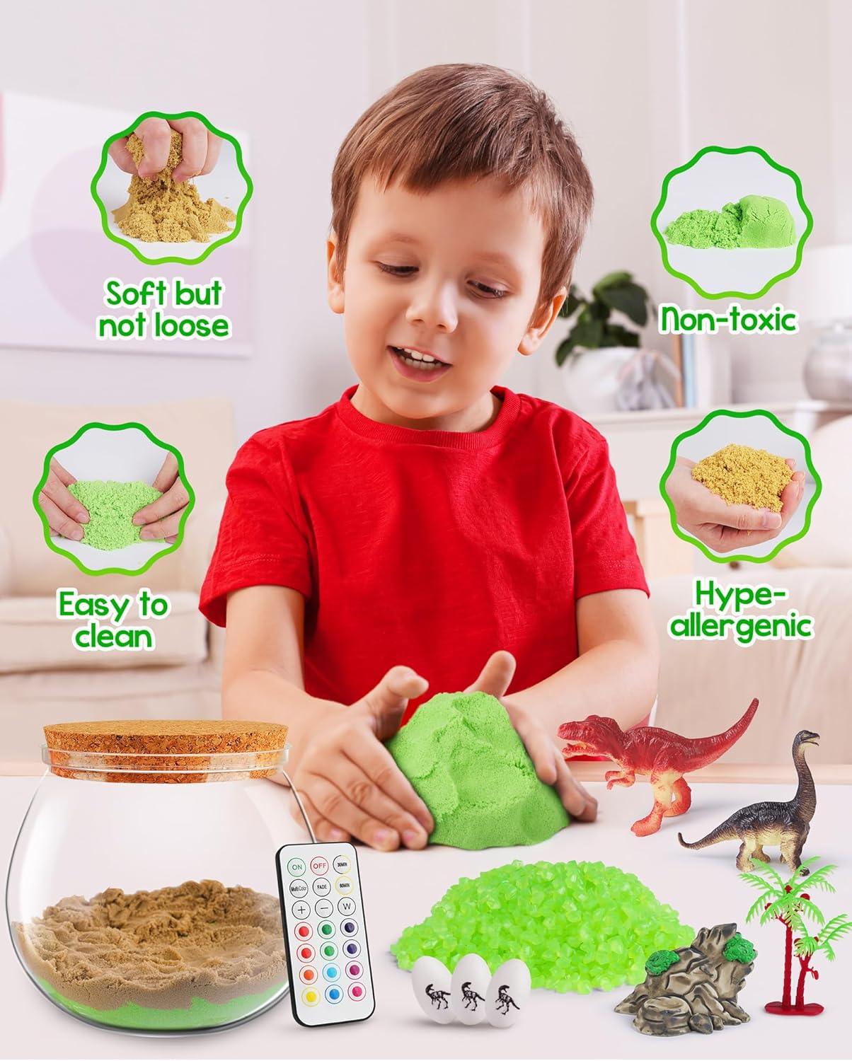 D-FantiX Dinosaur Light-UpTerrarium Kit for Kids, LED Dino Night Light