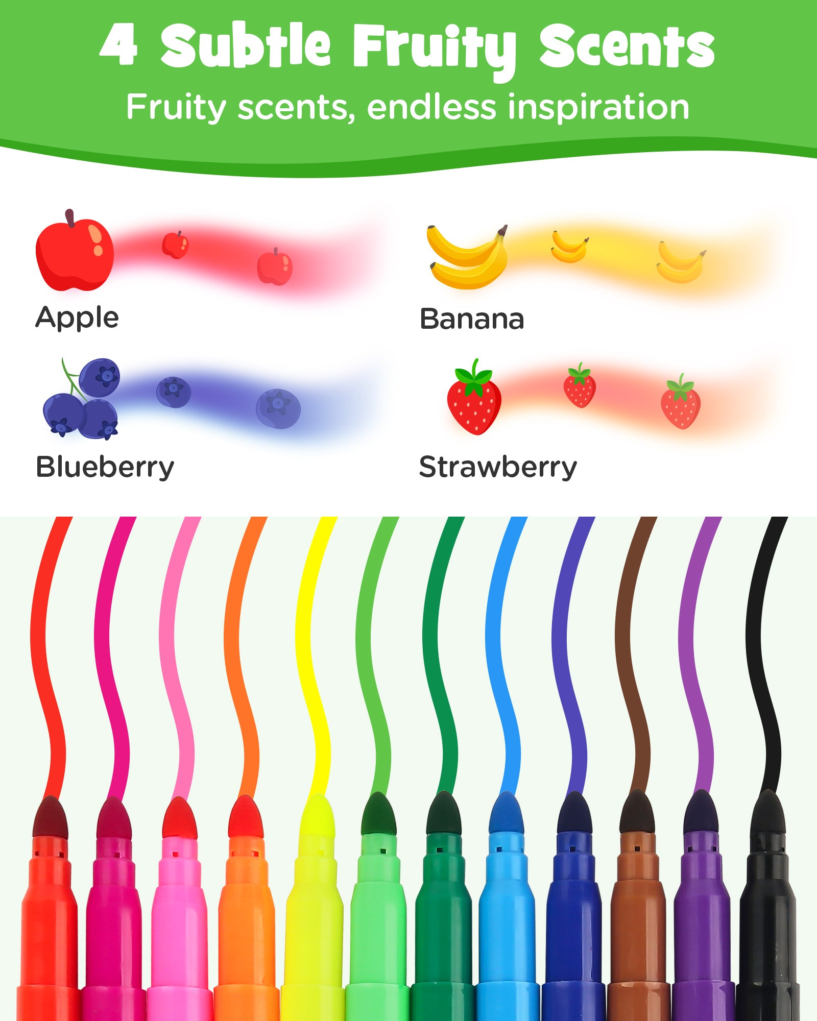 12 Packs Fruit Scented Washable Markers for Kids Toddlers