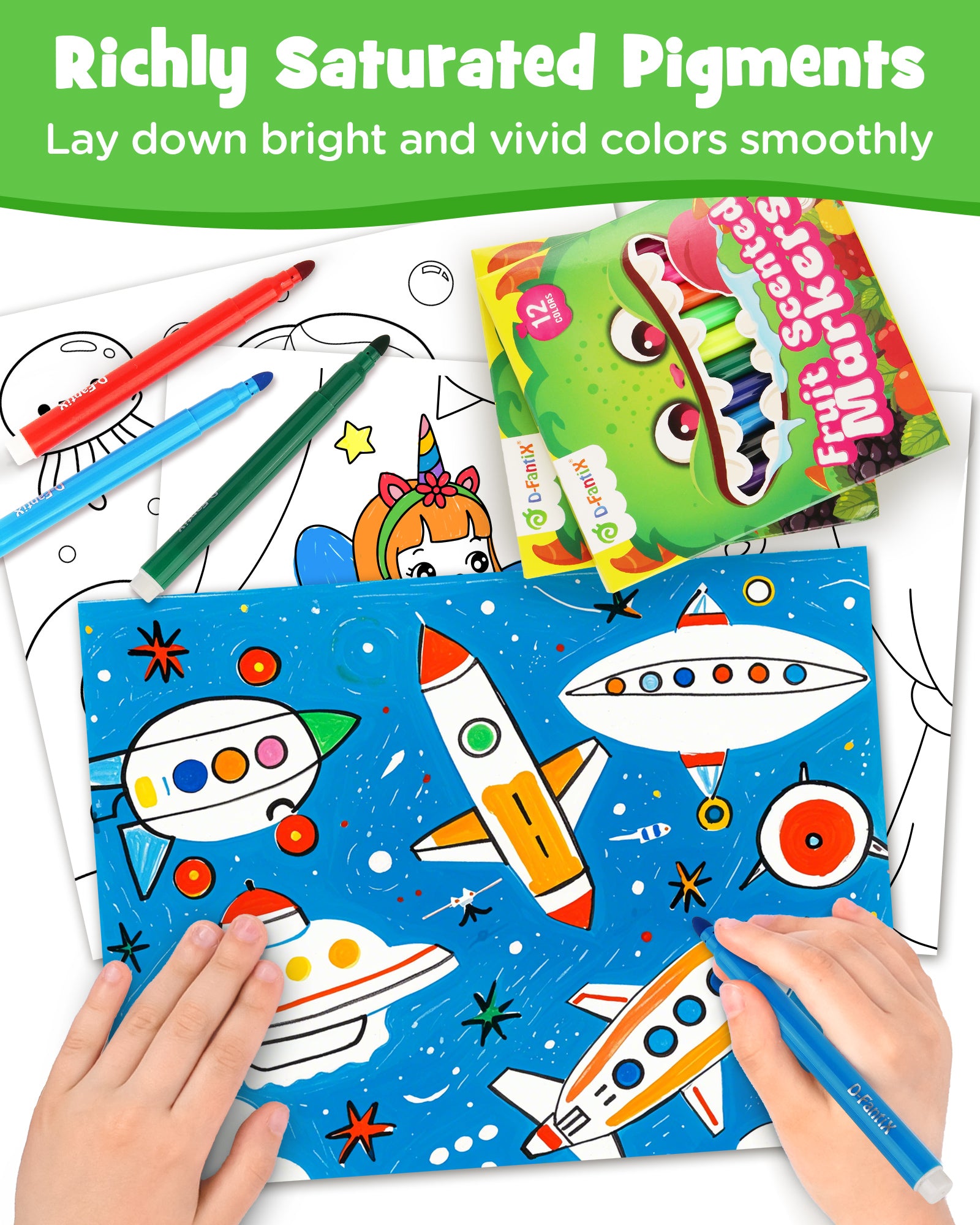 12 Packs Fruit Scented Washable Markers for Kids Toddlers