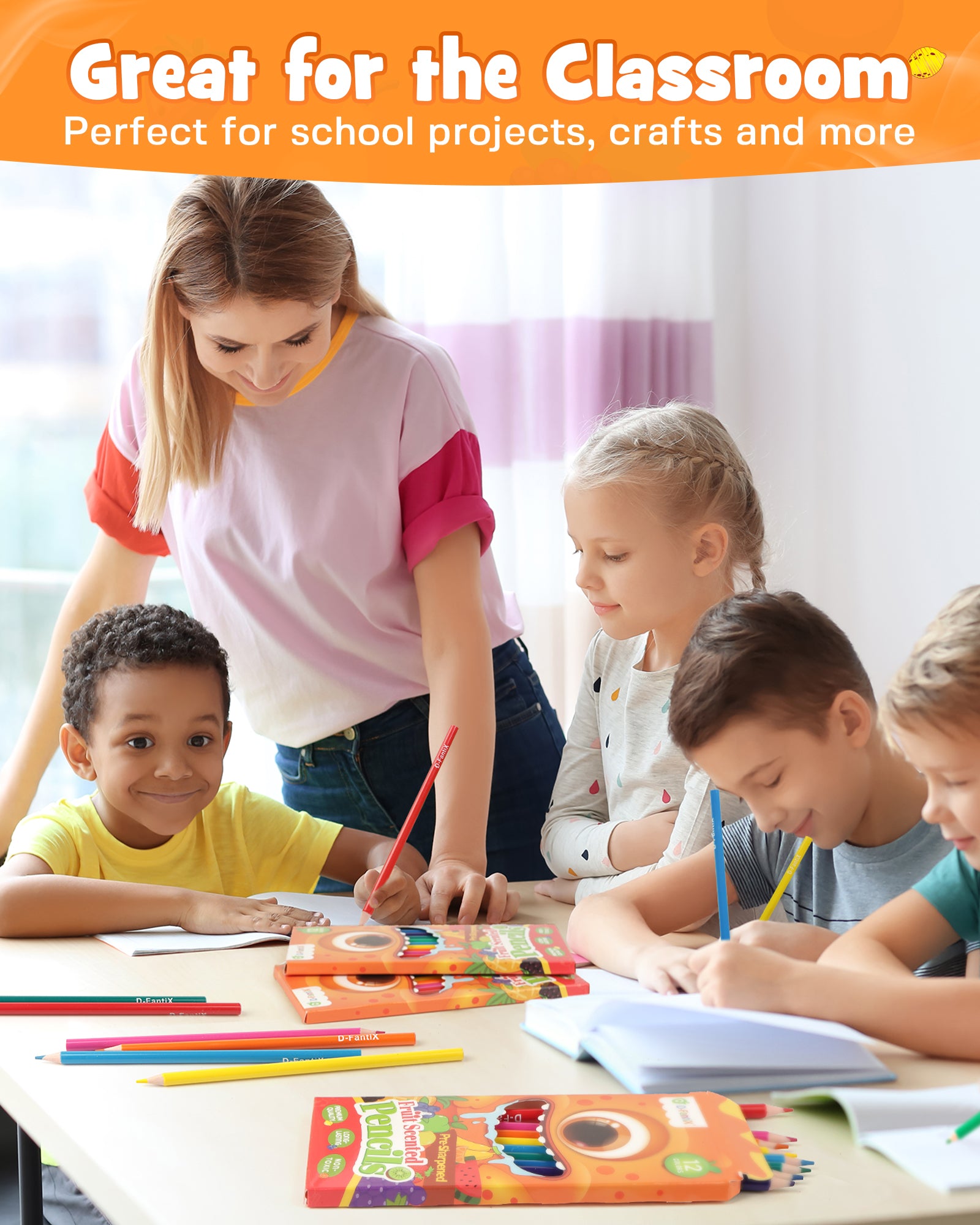 24 Pack Fruit Scented Colored Pencils Bulk