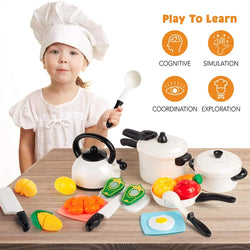 D-FantiX Kids Pretend Play Kitchen White Accessories Set
