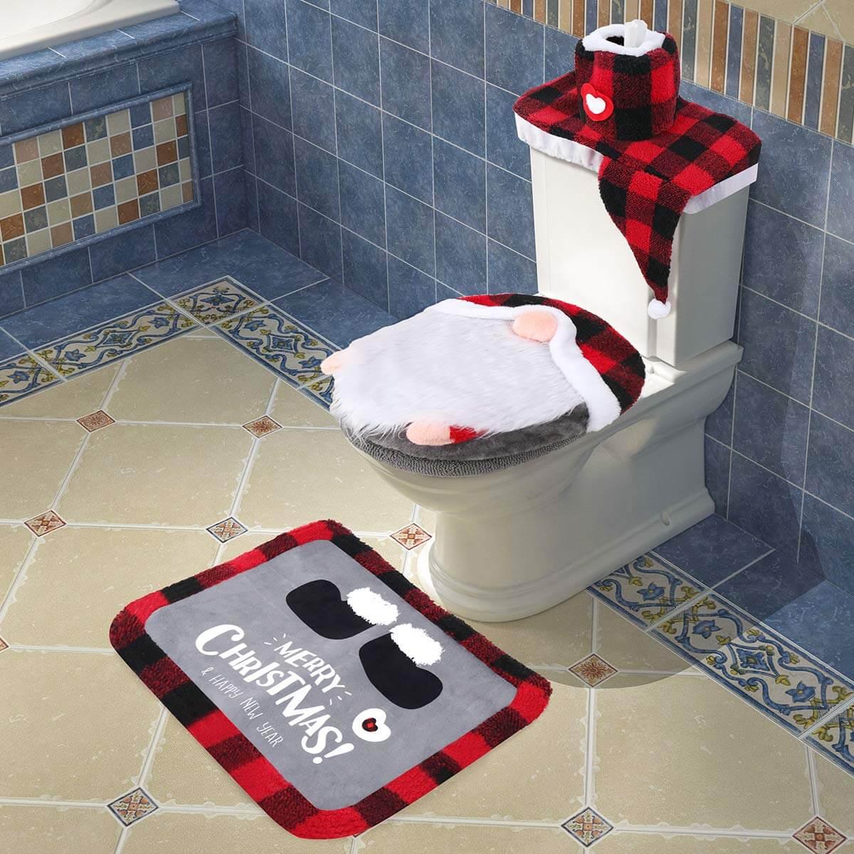 5-Piece Gnome Toilet Seat Cover and Rug Set