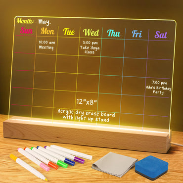 D-FantiX Acrylic Dry Erase Board with Light Up Stand