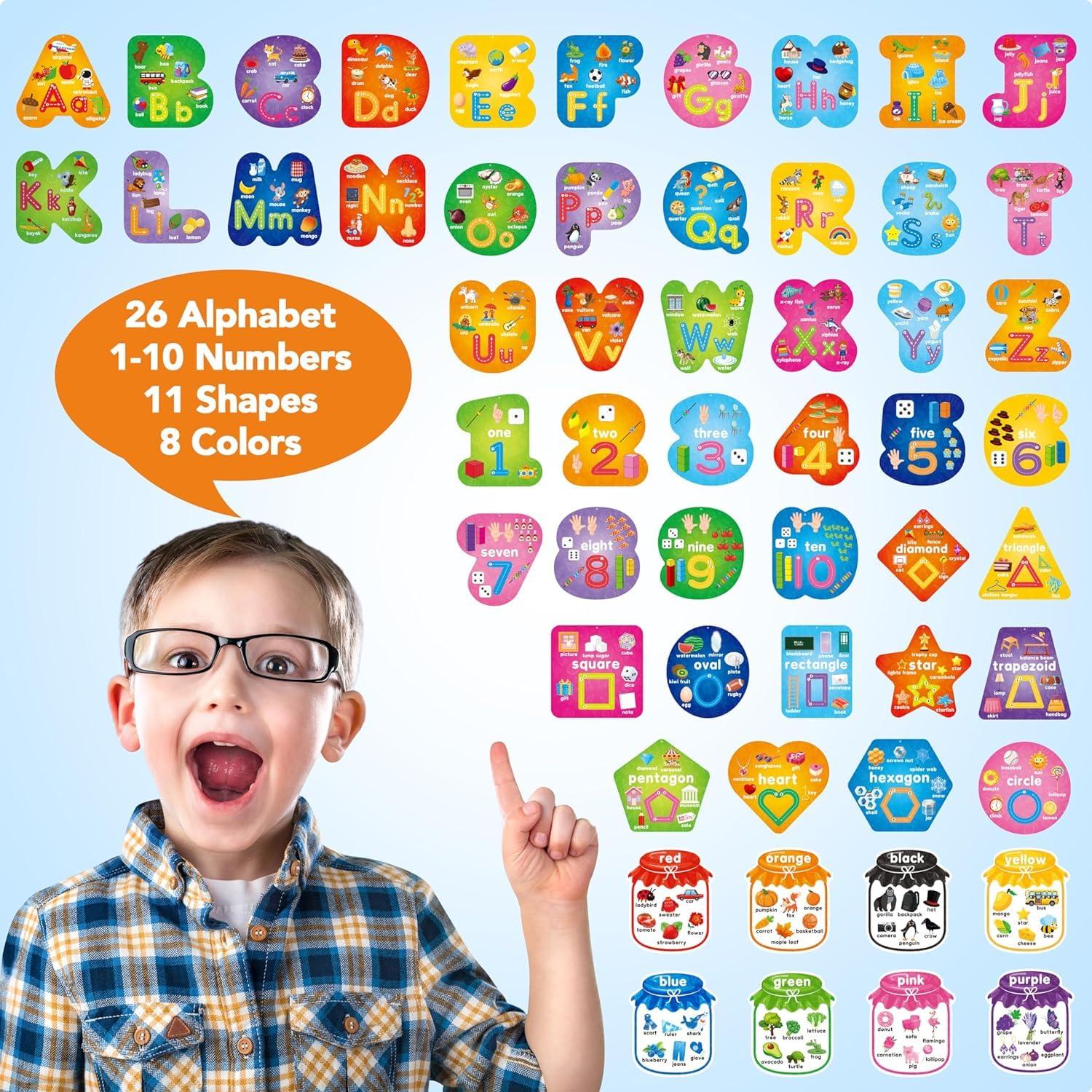 D-FantiX 55 Pcs Dry Erase Number & Alphabet Flash Cards for Toddlers