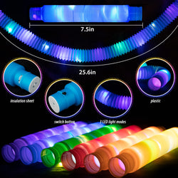 D-FantiX 12Pack LED Light Up Pop Tubes Glow Sticks