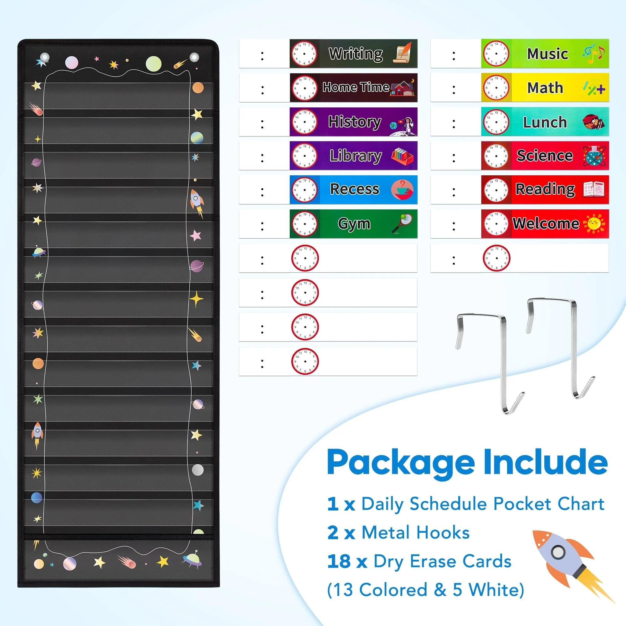 D-FantiX Daily Schedule Pocket Chart with 13+1 Pocket