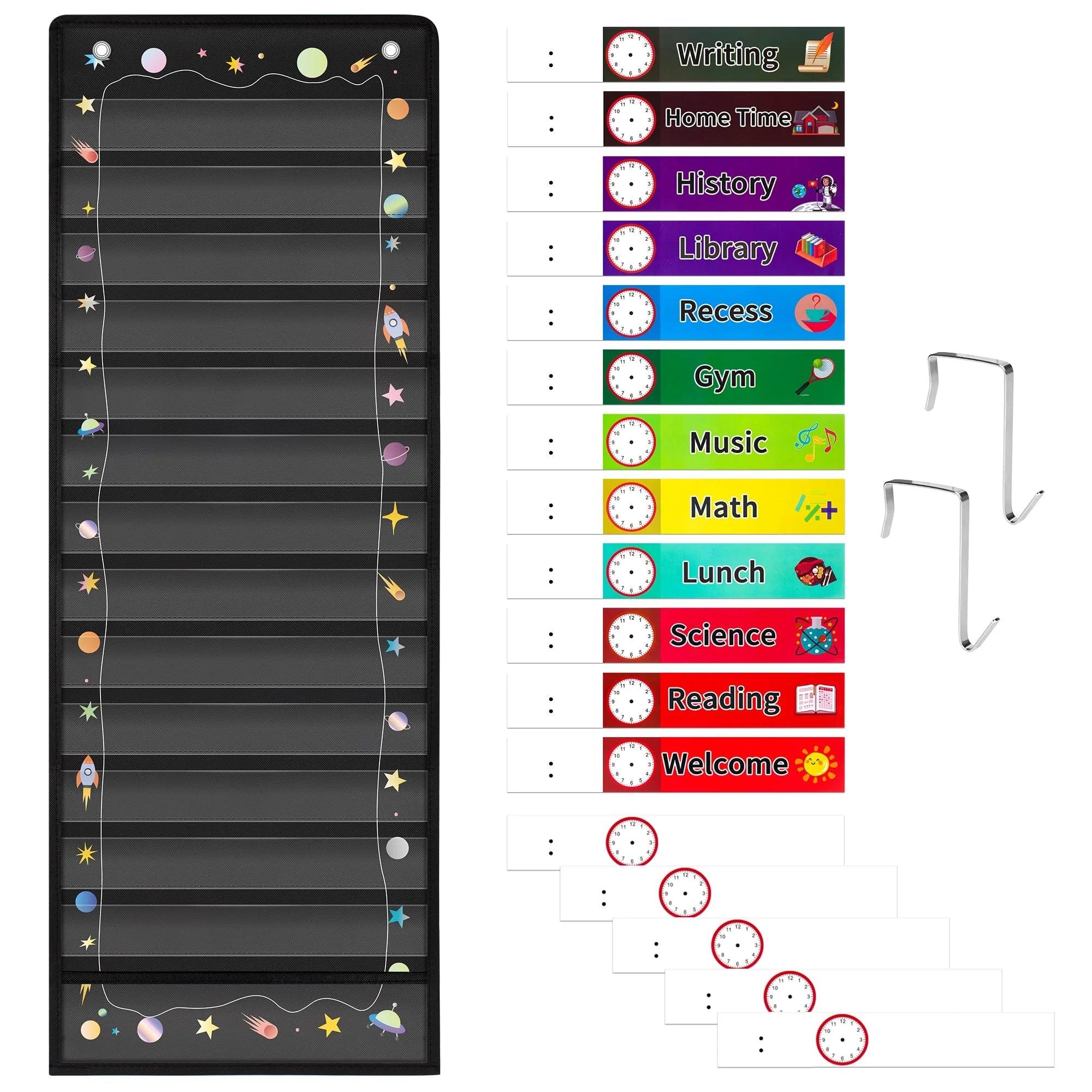 D-FantiX Daily Schedule Pocket Chart with 13+1 Pocket