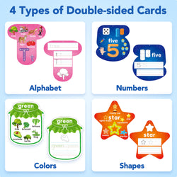 D-FantiX 55 Pcs Dry Erase Number & Alphabet Flash Cards for Toddlers