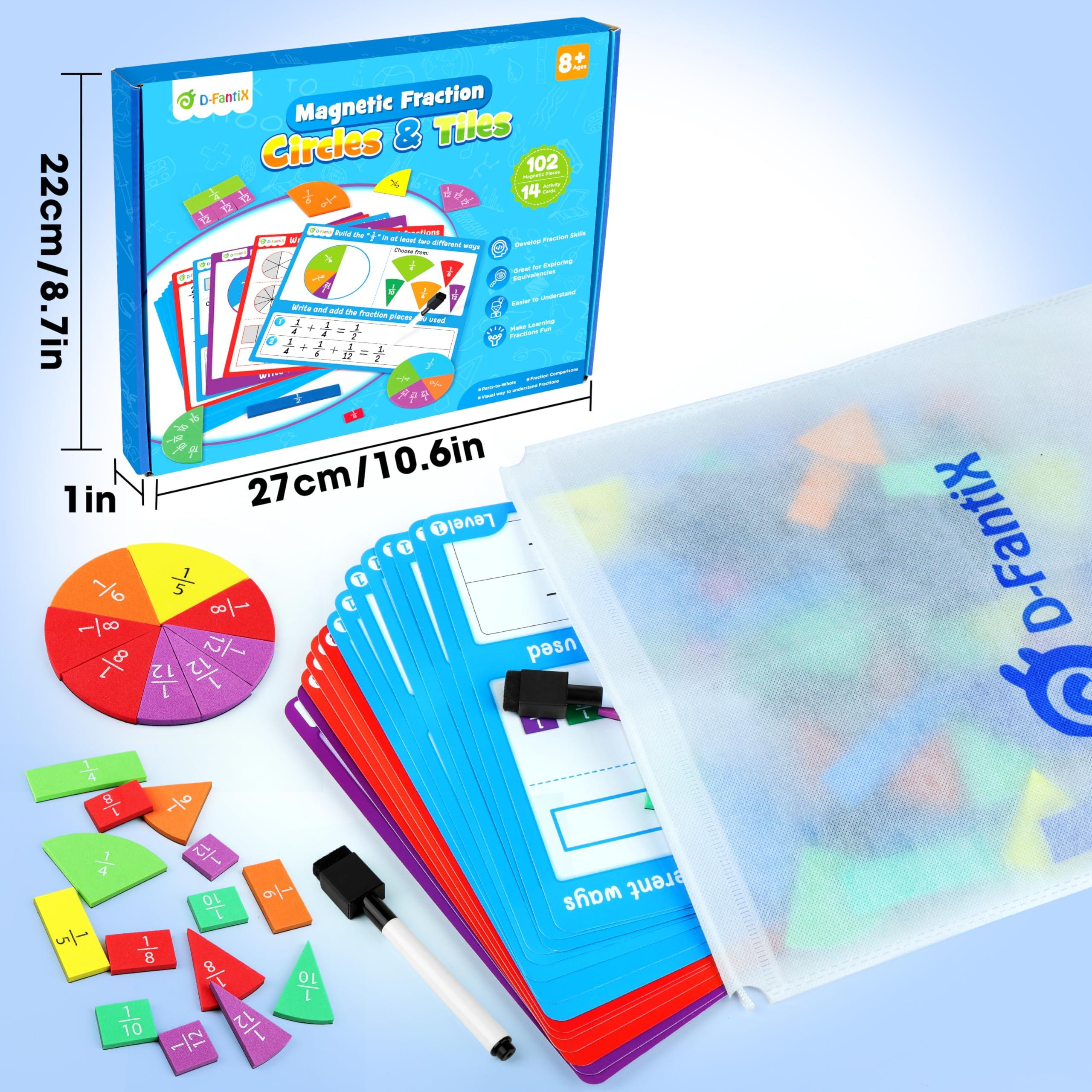 D-FantiX Magnetic Fraction Tiles & Fraction Circles Activity Set