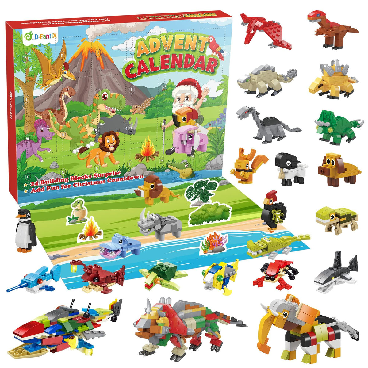 24 In 3 Mini Dinosaur Animals Building Blocks Toy Sets display picture 1