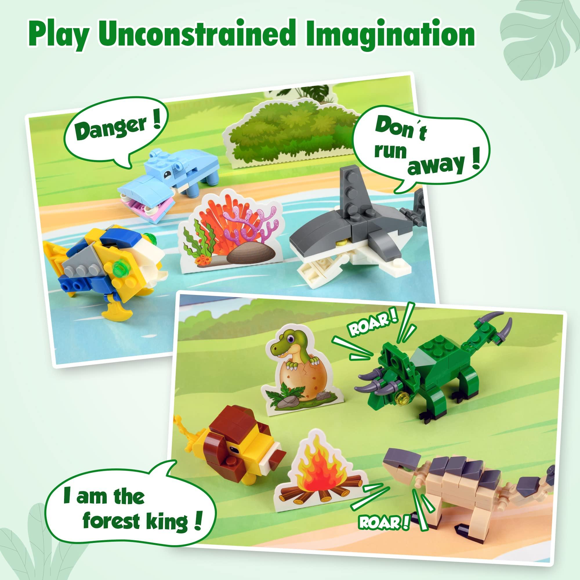 24 In 3 Mini Dinosaur Animals Building Blocks Toy Sets