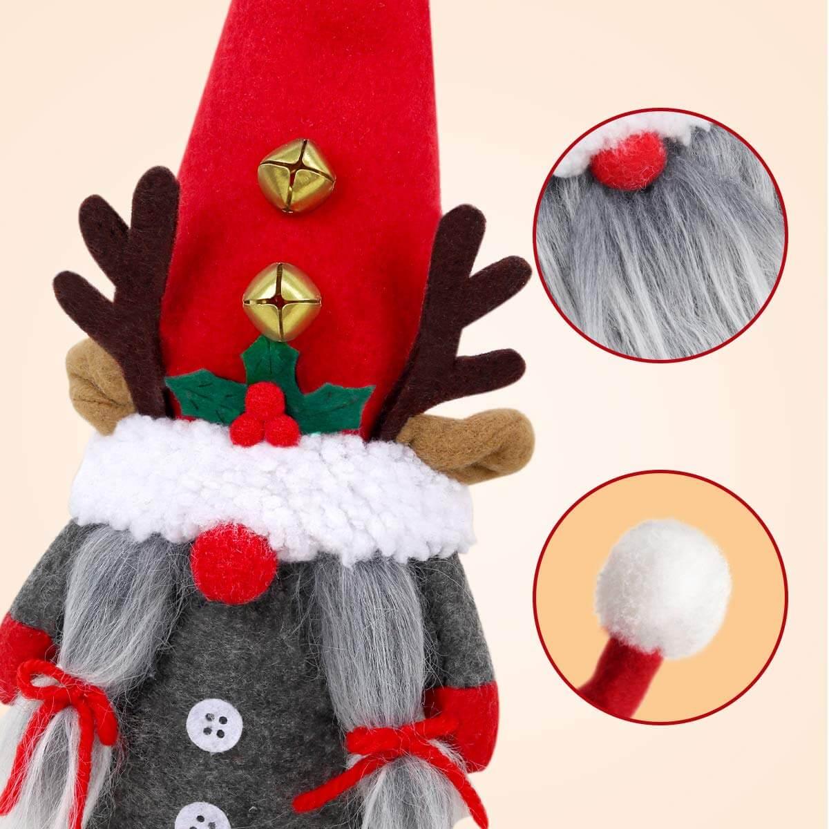 2Pack Reindeer Christmas Gnomes Plush with Bell