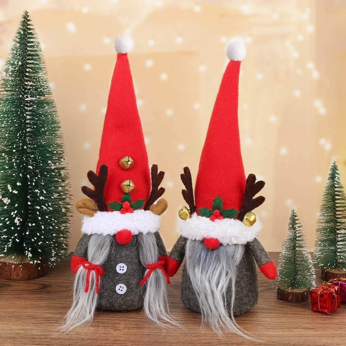 2Pack Reindeer Christmas Gnomes Plush with Bell