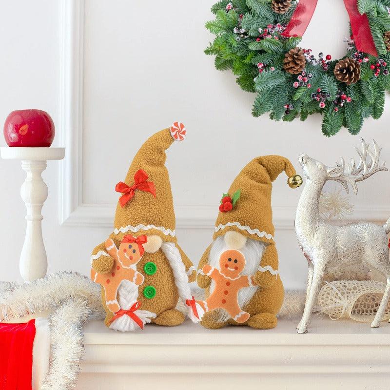 Christmas Gingerbread Man Gnomes Plush Doll Sets
