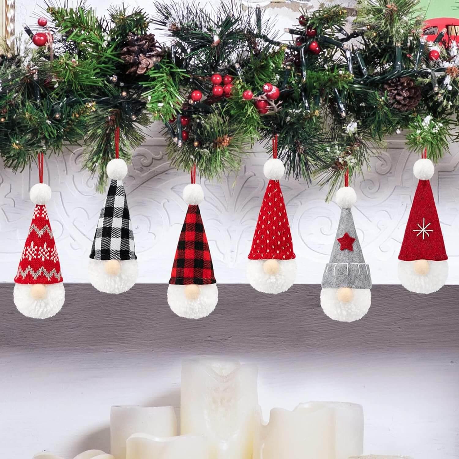 Gnome Christmas Ornaments Set of 6