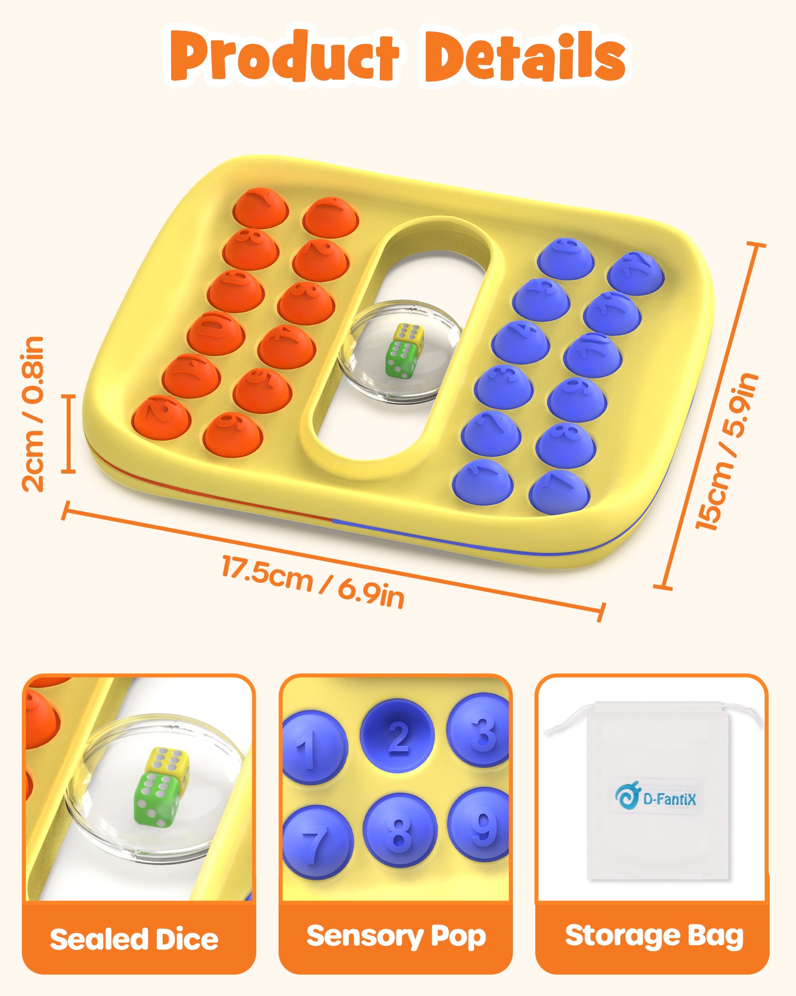 Pop Sensory Fidget Toys for Kids, Math Dice Educational Learning Activity