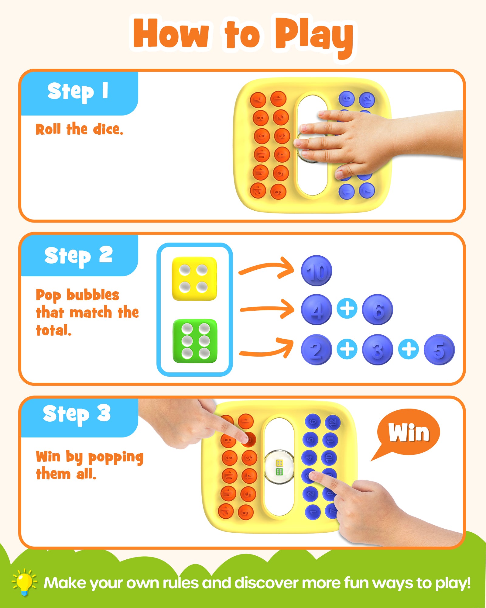 Pop Sensory Fidget Toys for Kids, Math Dice Educational Learning Activity
