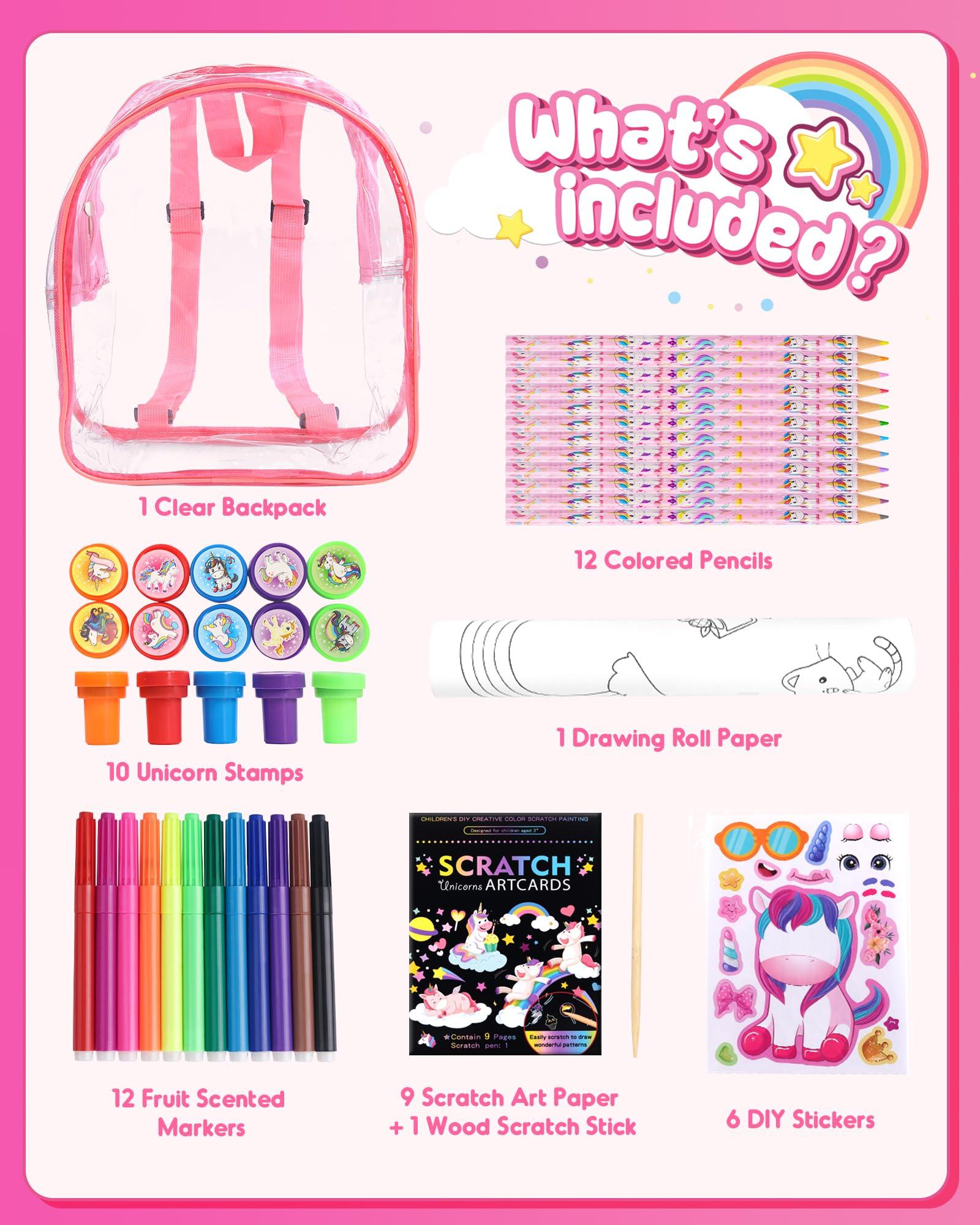 Unicorn Art Supplies Clear Backpack