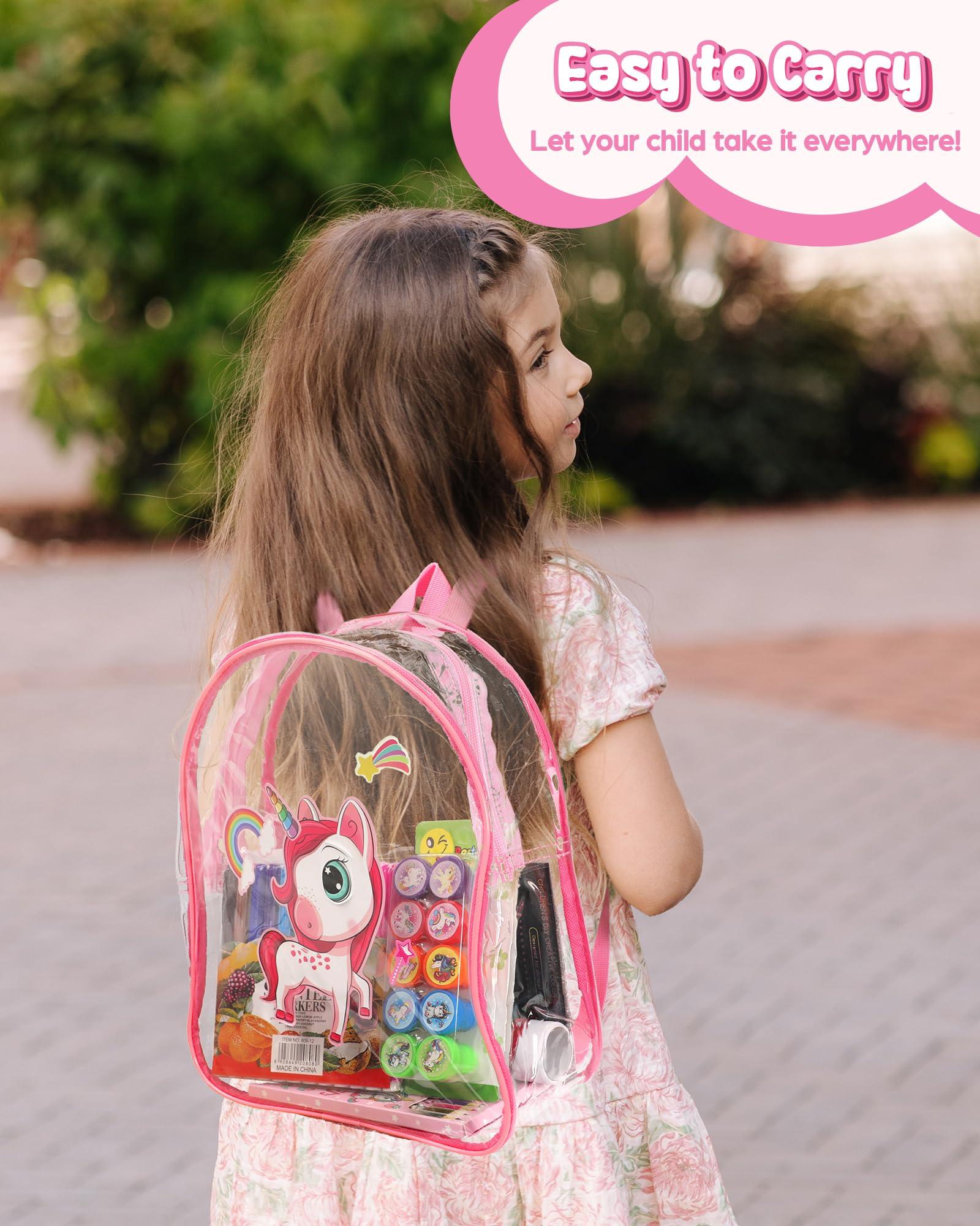 Unicorn Art Supplies Clear Backpack