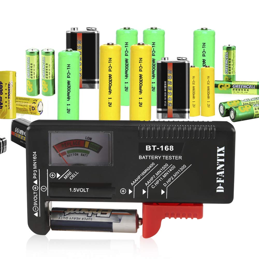 D-FantiX Battery Tester, Universal Battery Checker for AAA AA C D 9V 1.5V Button Cell Household Batteries Model BT-168