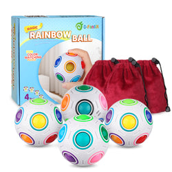 D-FantiX Rainbow Puzzle Ball 4 Pack, Magic Rainbow Ball Puzzle Cube Fidget Ball Toys White