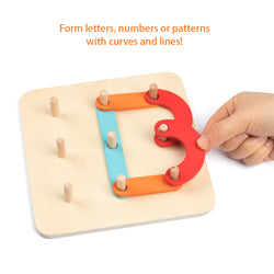 D-FantiX Wooden Letter Number Sorter Puzzle Educational Stacking Blocks Toy