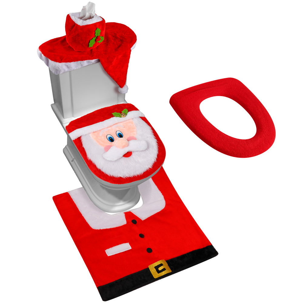 D-FantiX 3D Nose Santa Toilet Seat Cover Christmas Decorations