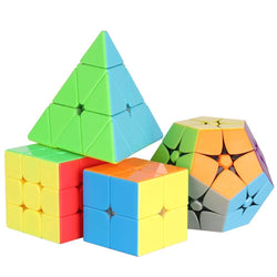 D-FantiX Stickerless Speed Cube Bundle of 2x2, 3x3, Pyramid, 2x2 Megaminx