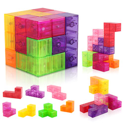 D-FantiX Magnetic Building Blocks, Magnet Toys 3D Brain Teaser Tetris Puzzle Square Magnet