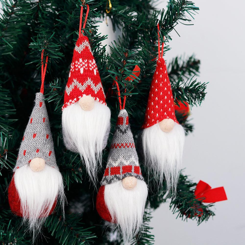 D-FantiX Gnome Christmas Ornaments Set of 4, Swedish Tomte Gnomes Plush