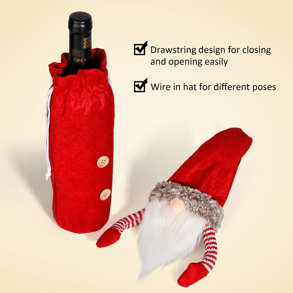 D-FantiX Christmas Gnomes Wine Bottle Cover, Swedish Tomte Wine Bottle Toppers