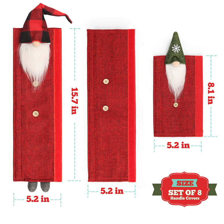 D-FantiX Gnome Christmas Refrigerator Handle Covers Set of 8