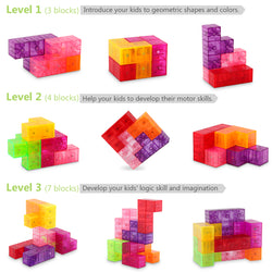 D-FantiX Magnetic Building Blocks, Magnet Toys 3D Brain Teaser Tetris Puzzle Square Magnet