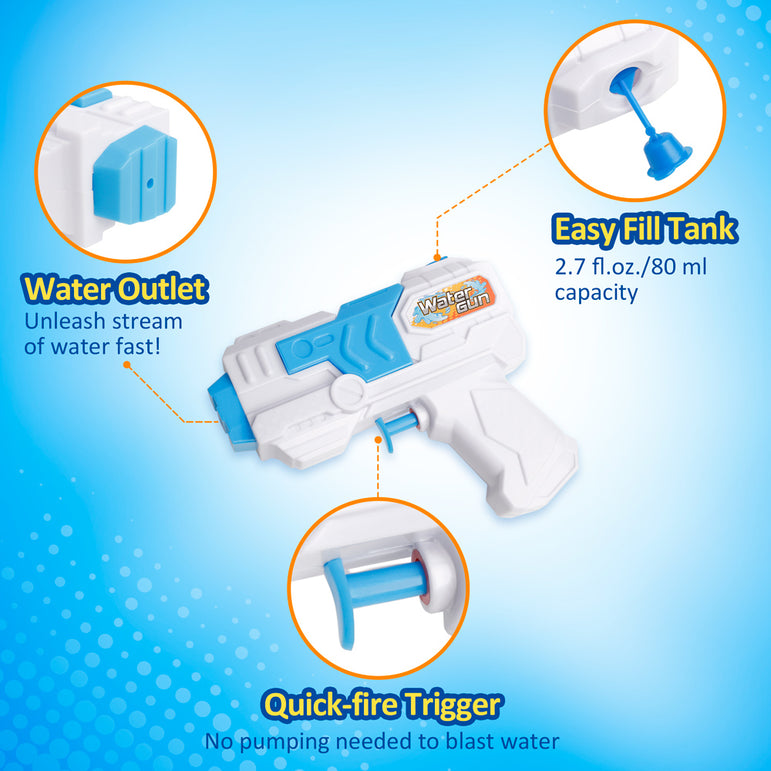 D-FantiX Water Gun 6 Pack, Small Water Blaster Soaker Squirt Guns Bulk for Water Fighting